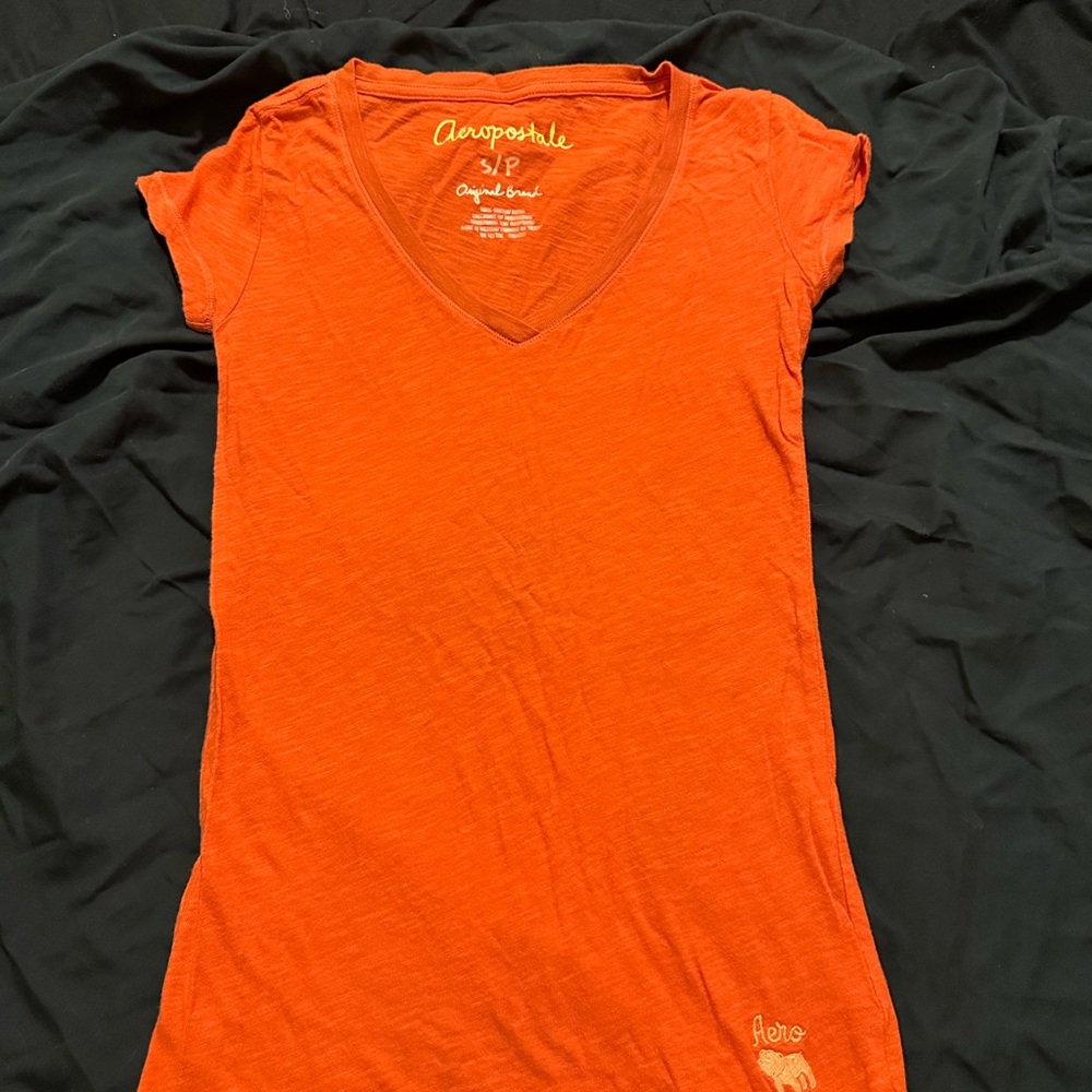 Aeropostale Women's Orange V-Neck Top